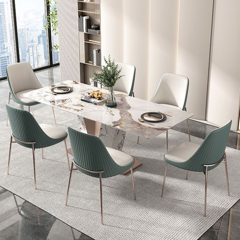 Glam zijstoel metalen vaste rug eetkamerstoel voor binnen