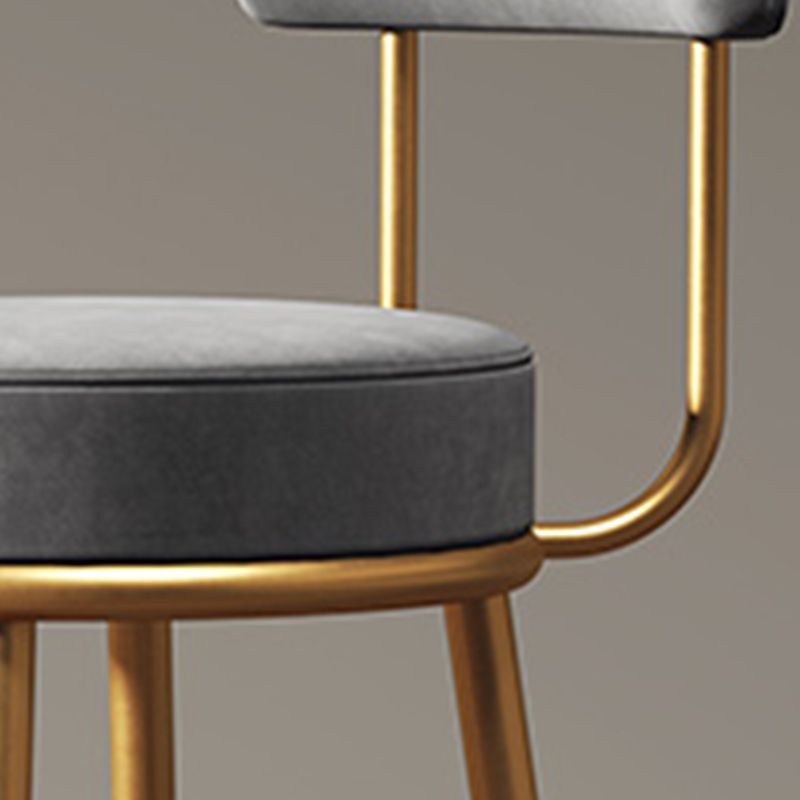 Glam Round Indoor Counter Chair Footrest Upholstered Low Back Dining Stool