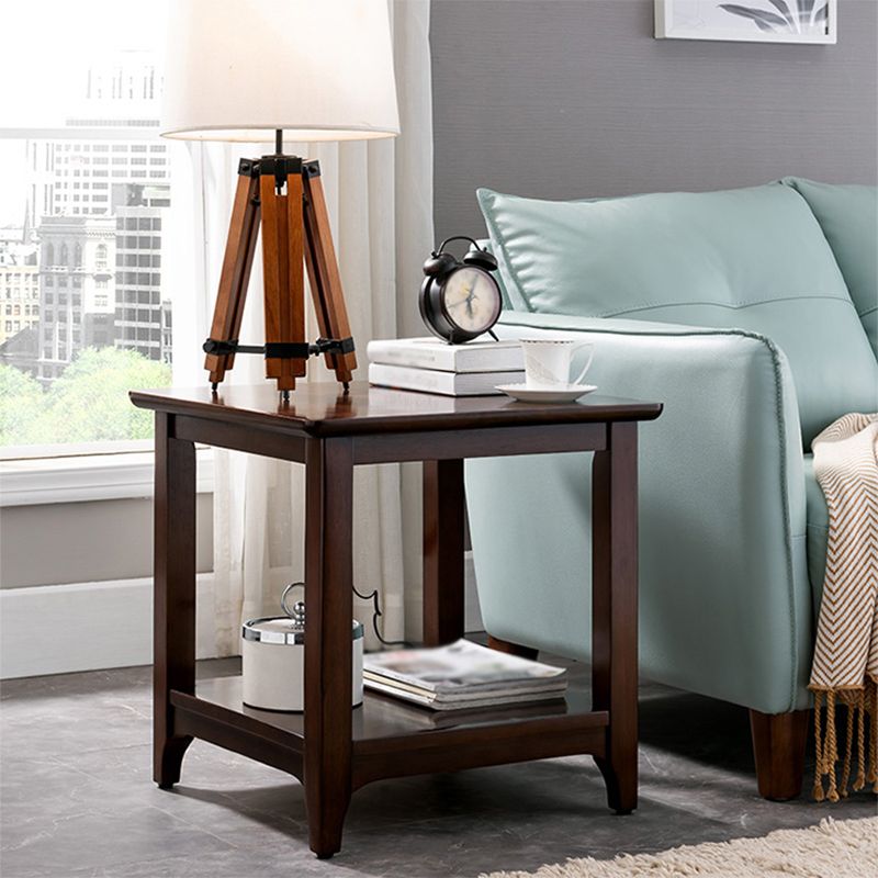 Tabla lateral de acento cuadrado de nogal 21.65 "/23.62" H Madera 4 Pats Table lateral