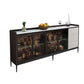 Glam Cabinets Buffet Stand 3 Drawers Glass Doors Buffet Sideboard Clearhalo 'buffet_sideboard' 'Buffets & Sideboards' 'furn' 'furn_buffet_sideboard' 'Furniture' 'Kitchen & Dining Furniture' 1200x1200_cc9e023e-487d-45bc-a161-25bb17a9c3d3