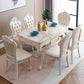 White Color Rectangle Marble Fixed Dinner Table with 4 Legs for Dining Room