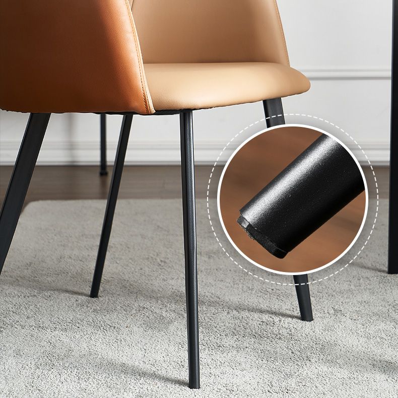 Contemporary Style Leather Dining Arm Chairs Solid Back Upholstered Chairs Clearhalo ' kitchen&dining_furn' 'Dining Chairs' 'Dining Tables & Seating' 'dining_chair' 'furn' 'furn_dining_chair' 'Furniture' 'furniture_dining_chair' 'Kitchen & Dining Furniture' 'kitchen' 1200x1200_cc9f2b57-4be3-42e7-98d5-7202839c1711