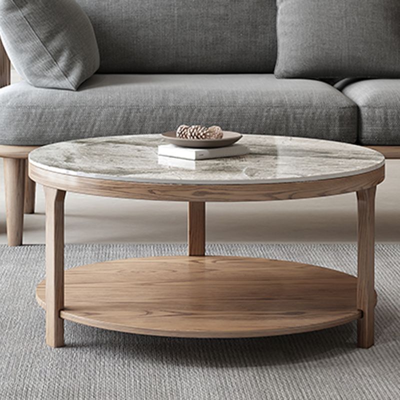 Mesa de centro moderna redonda de 3 patas, sin juego de mesa de centro angustiante con estante