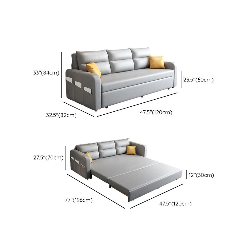 コンテンポラリースクエアアームスリーパーソファボンドレザー布団スリーパーソファ