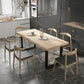 Industrial Pine Wood Dining Table Rectangle Table with Black Double Pedestal Clearhalo 'Dining Tables & Seating' 'Dining Tables' 'dining_table' 'furn' 'furn_dining_table' 'Furniture' 'furniture_dining_table' 'Kitchen & Dining Furniture' 'kitchen' 'kitchen_dining_table' 1200x1200_cca0bf50-26b9-42d7-85cb-ad461b925f6e
