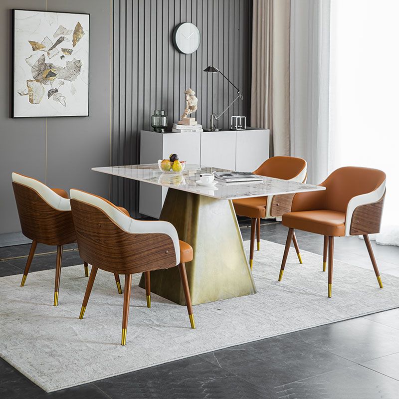 Contemporary Upholstered Arm Dining Chair Leather Solid Back Single Chair for Home Use Clearhalo ' kitchen&dining_furn' 'Dining Chairs' 'Dining Tables & Seating' 'dining_chair' 'furn' 'furn_dining_chair' 'Furniture' 'furniture_dining_chair' 'Kitchen & Dining Furniture' 'kitchen' 1200x1200_cca15b9b-f59c-482c-ae71-8654e12424dc