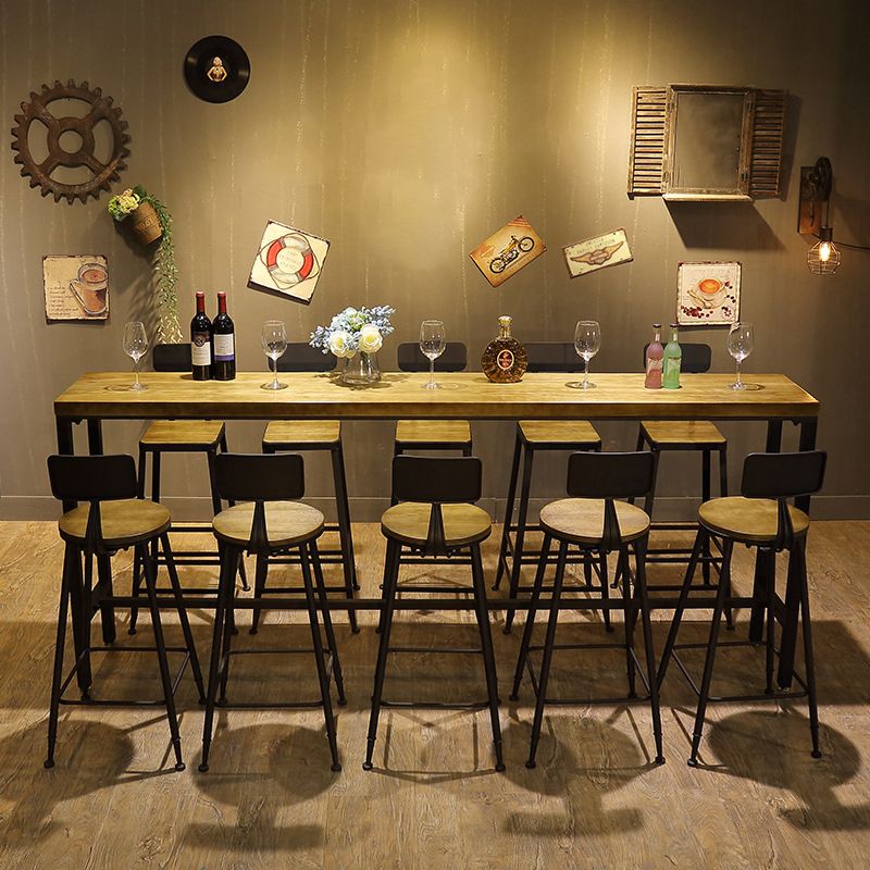 Pine Wood Bar Table Rectangle Industrial Bar Dining Table with Trestle Base Clearhalo 'Bar Furniture' 'Bar Tables' 'bar_tables' 'furn' 'furn_bar_tables' 'Furniture' 'furniture_bar_tables' 'Kitchen & Dining Furniture' 1200x1200_cca1e3a7-4b89-4e25-87e3-d03b620f9121