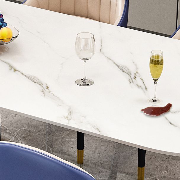 Modern 3 Legs Dining Table Stone Top and Metal Base in Black Dining Table Clearhalo 'Dining Tables & Seating' 'Dining Tables' 'dining_table' 'furn' 'furn_dining_table' 'Furniture' 'Kitchen & Dining Furniture' 1200x1200_cca230e4-d565-46c4-b971-6daae2125b14