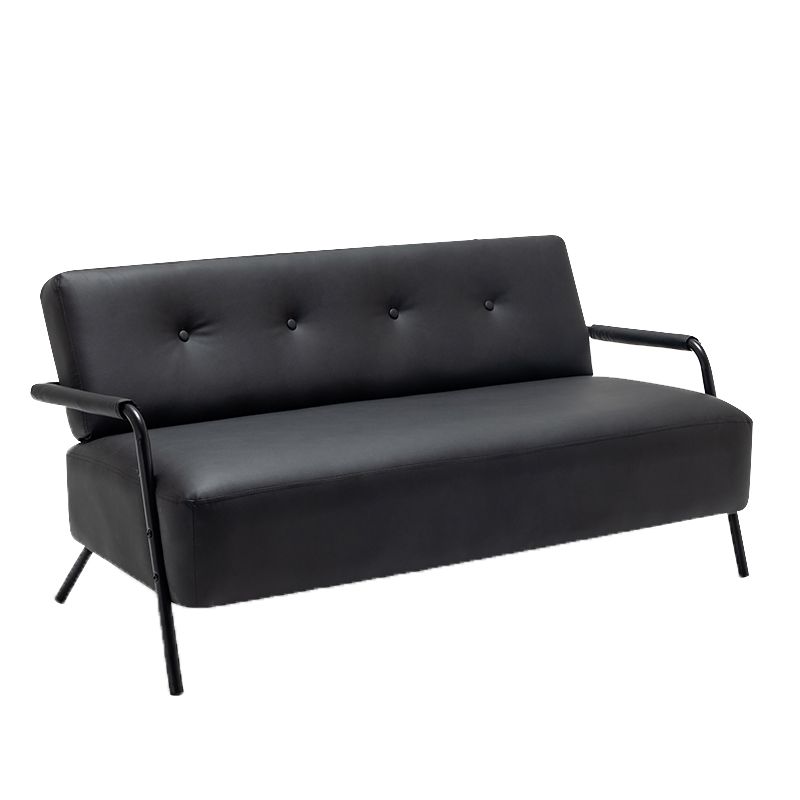 3-Seater Tufted PU Leather Sofa 57" Wide Metal Frame Seating