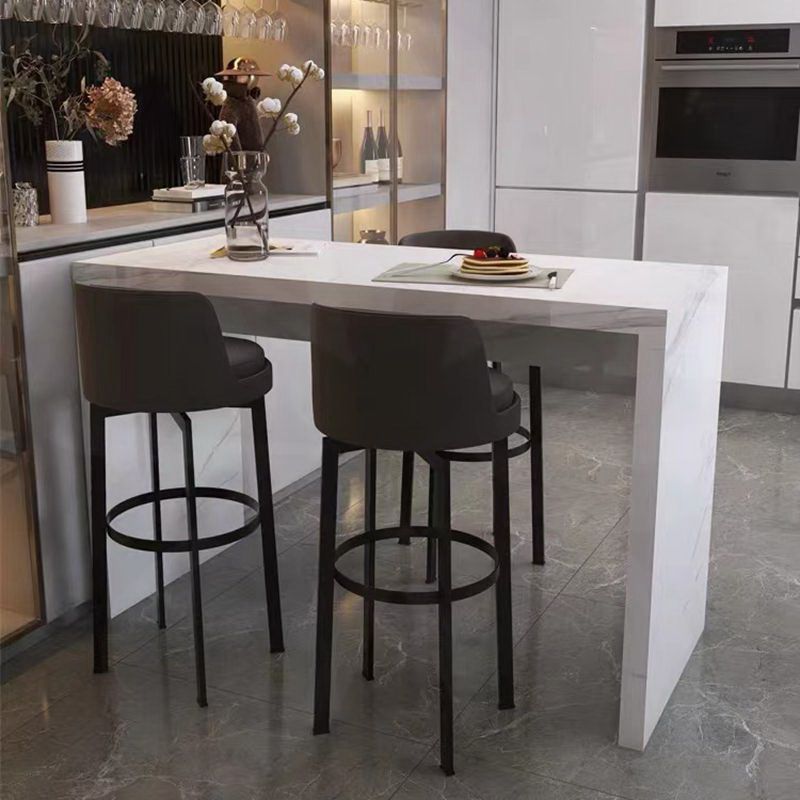 Glam Style Rechthoek Bartafel Witte Kleur Faux Marmeren Bar Eettafel