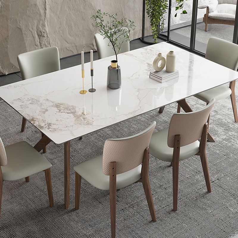 Moderner Tisch mit gesinterter Steinplatte, rechteckiger Tisch mit Holzsockel