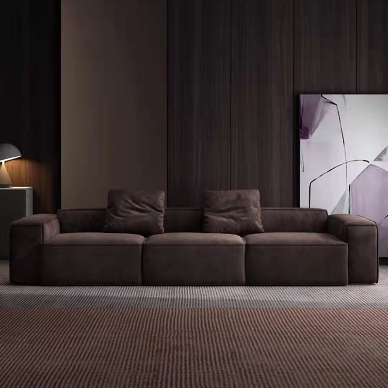 Contemporary Scratch resistant Sofa 25.6"H Fabric Tight Back Square Arm Sofa,Dark Brown Clearhalo 'furn' 'furn_sofas' 'Furniture' 'furniture_sofas' 'kitchen' 'kitchen_sofas' 'Living Room Furniture' 'Sofa' 'sofas' 1200x1200_cca4799e-8171-446b-bd98-39e798f6a056