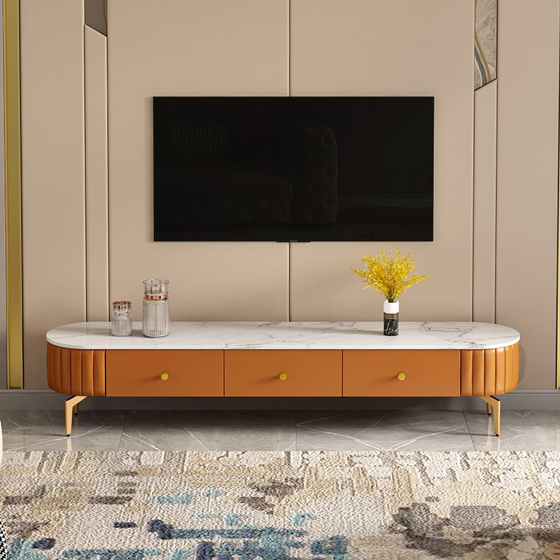 Scandinavische tv -standaard steen ingesloten opslag tv -console met 3 laden