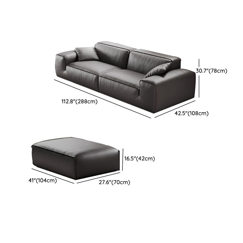Black Genuine Leather Sectionals 30.7" H Square Arm Sectional Sofa Set Clearhalo 'furn' 'furn_sectionals' 'Furniture' 'Living Room Furniture' 'Sectionals' 1200x1200_cca6e5a4-a6d3-4e68-bb77-5a01cf312119