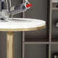 Glam Pedestal Bar Dining Table Faux Marble Cocktail Bar Table with Metal Base