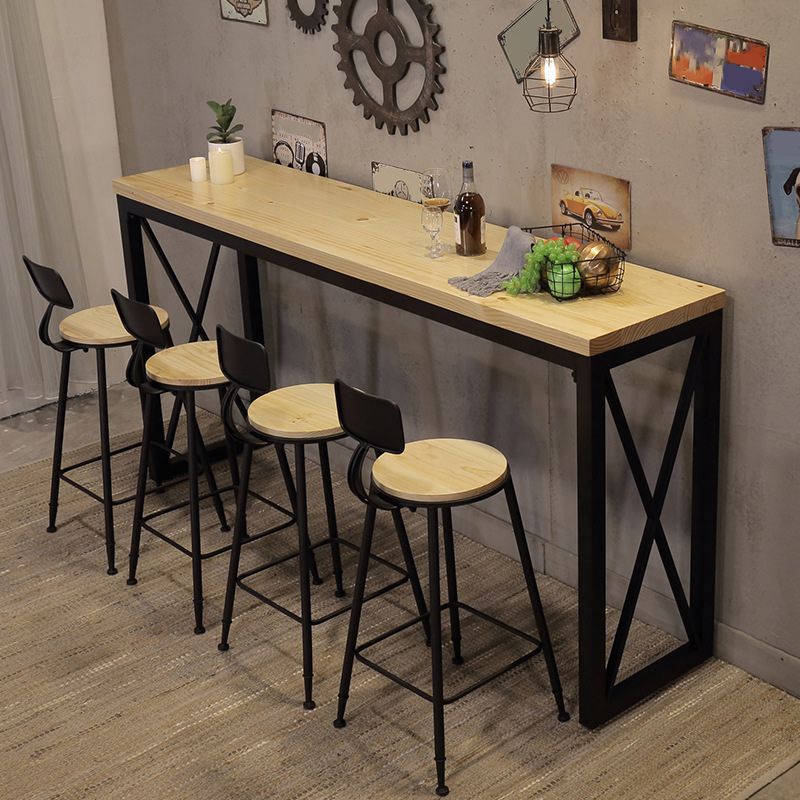Pine Wood Bar Table Industrial Bar Dining Table with Sled Base in Black Clearhalo 'Bar Furniture' 'Bar Tables' 'bar_tables' 'furn' 'furn_bar_tables' 'Furniture' 'furniture_bar_tables' 'Kitchen & Dining Furniture' 1200x1200_cca8cd45-20d4-4a2c-918c-d70d235113d1