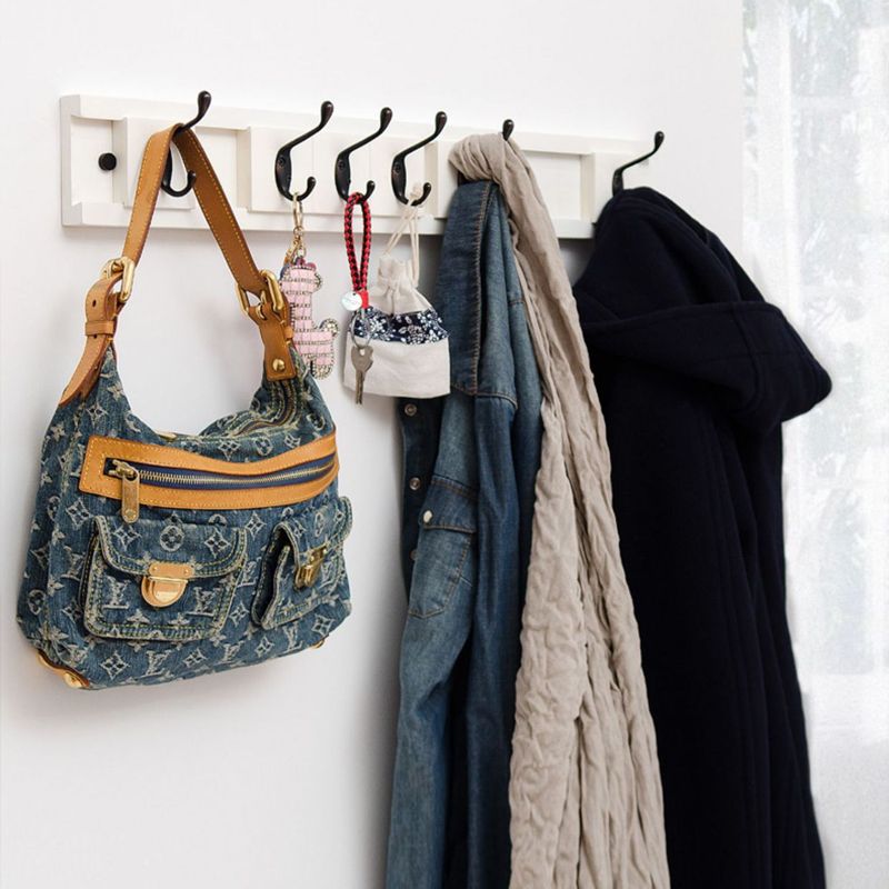 Muur gemonteerde hal boom midden eeuw moderne houten halboom met metalen haak