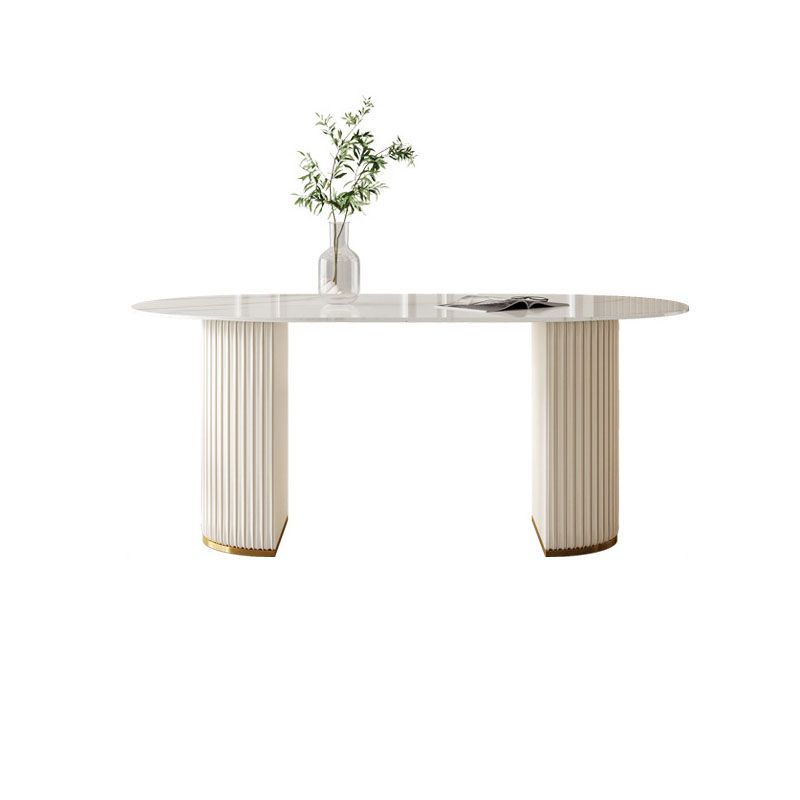 Traditional Luxury Dining Table White Stone Oval Dining Table for Home Clearhalo 'Dining Tables & Seating' 'Dining Tables' 'dining_table' 'furn' 'furn_dining_table' 'Furniture' 'Kitchen & Dining Furniture' 1200x1200_ccacc535-df1a-4762-82ae-5b4487e9eeef