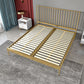 Contemporary Metal and Wood Slat Bed with Rectangular Headboard