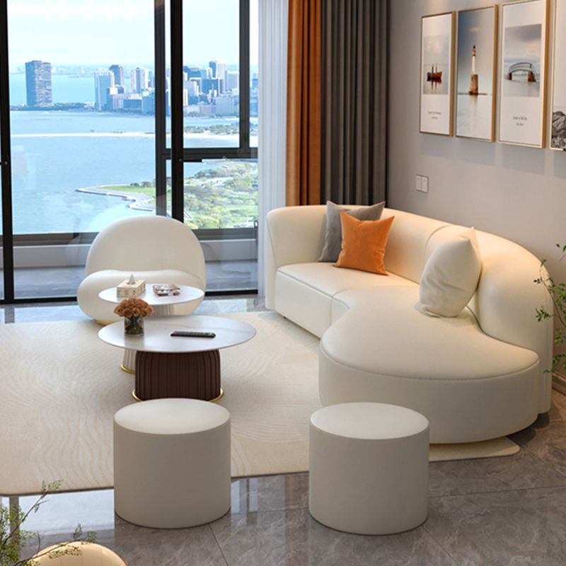 Divano curvo in pelle finta glam in bianco da divano a braccio quadrato da 28,3 "