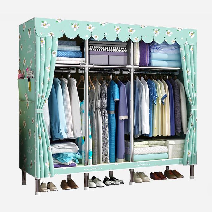 Blue Metal Double Door Modern Wardrobe 2 Doors Wardrobe Cabinet Clearhalo 'Armoires & Wardrobes' 'armoires_wardrobes' 'Bedroom Furniture' 'furn' 'furn_armoires_wardrobes' 'Furniture' 1200x1200_ccb14914-bd7b-440f-b3f2-f9a3f6f40bfe