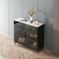 Stile sideboard in vetro moderno in stile sala da pranzo 36,6 "h buffet server in nero