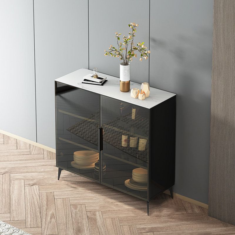 Stile sideboard in vetro moderno in stile sala da pranzo 36,6 "h buffet server in nero