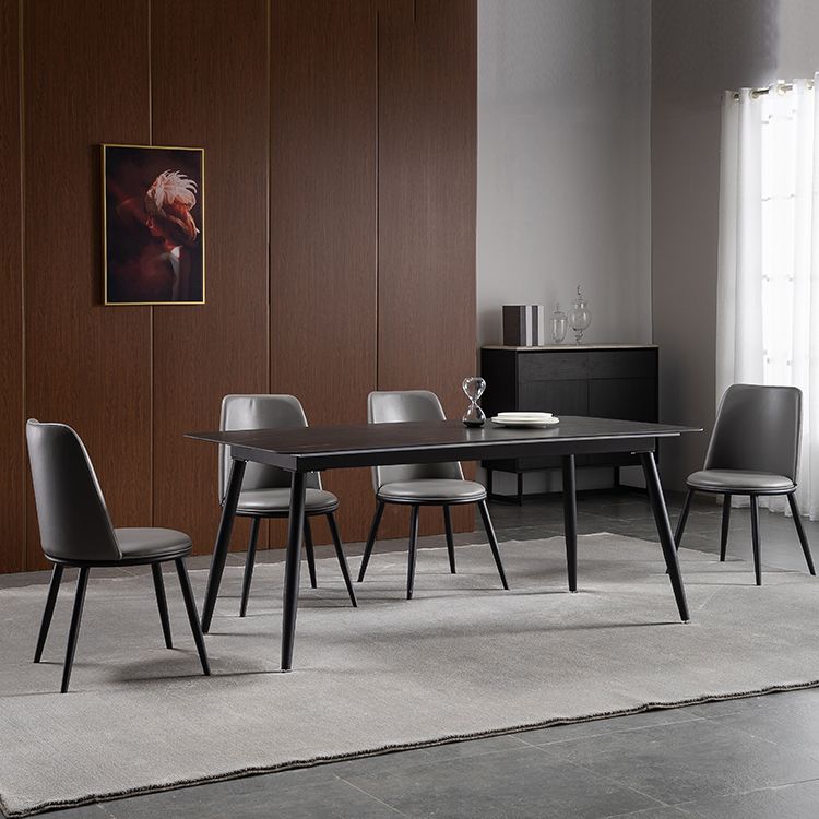 Modern 1/4/5/7 Pieces Rectangle Dinette Set with Sintered Stone Top Black Dining Table Set Clearhalo 'Dining Room Sets' 'Dining Tables & Seating' 'dining_room_set' 'furn' 'furn_dining_room_set' 'Furniture' 'furniture_dining_room_set' 'Kitchen & Dining Furniture' 1200x1200_ccb2d9c8-4b77-4b2e-b228-cf6ebb8891f0