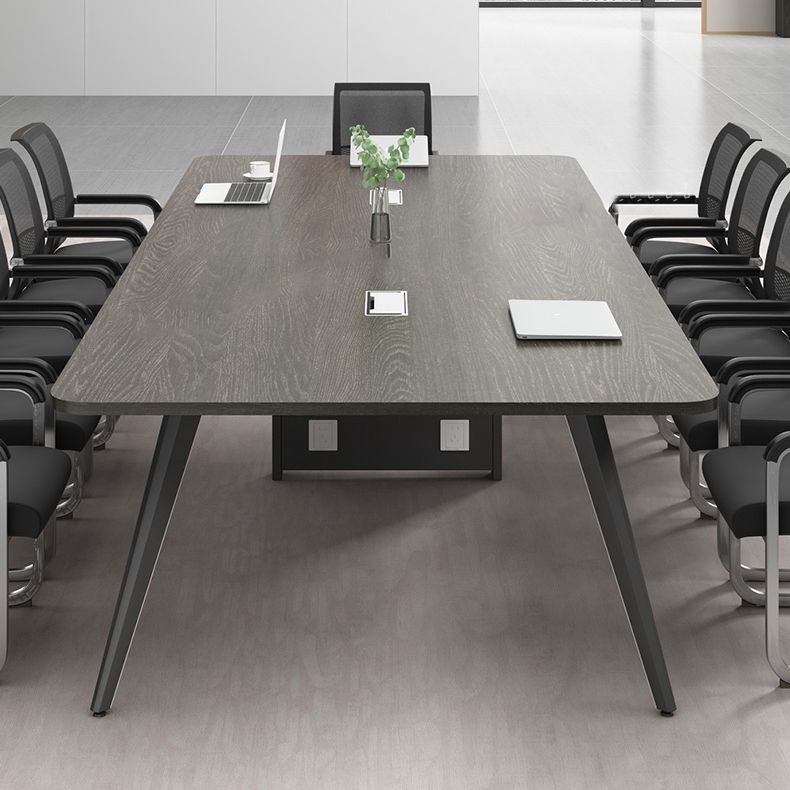 Parsons Industrial Writing Desk Dark Taupe Curbe Office Bureau métal et bois artificiel