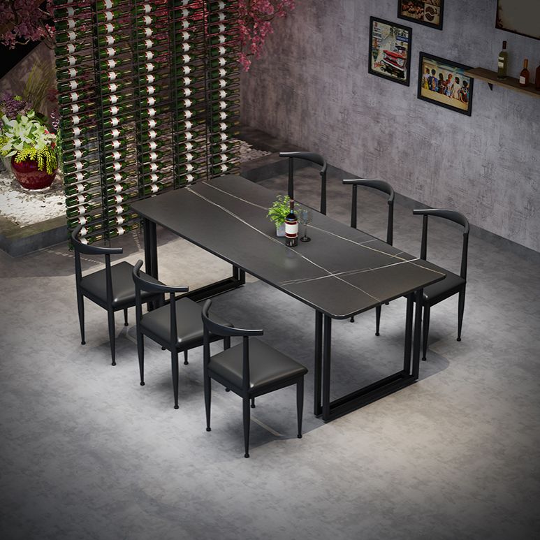 Modern 1/3/7 Pieces Dining Set Rectangle Stone Dining Table for Cafe Clearhalo 'Dining Room Sets' 'Dining Tables & Seating' 'dining_room_set' 'furn' 'furn_dining_room_set' 'Furniture' 'Kitchen & Dining Furniture' 1200x1200_ccb3c32f-46d3-426c-95d3-347a0b98b99b
