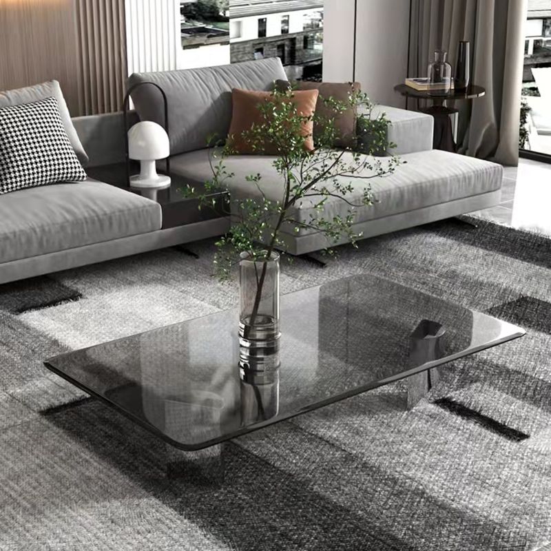 13.7" Contemporary Style 3 Legs Metal Base Square Glass Top Coffee Table Clearhalo 'Coffee & Accent Tables' 'Coffee Tables' 'coffee_tables' 'furn' 'furn_coffee_tables' 'Furniture' 'Living Room Furniture' 1200x1200_ccb3fac3-b43f-4670-8412-29fd9941f4b2