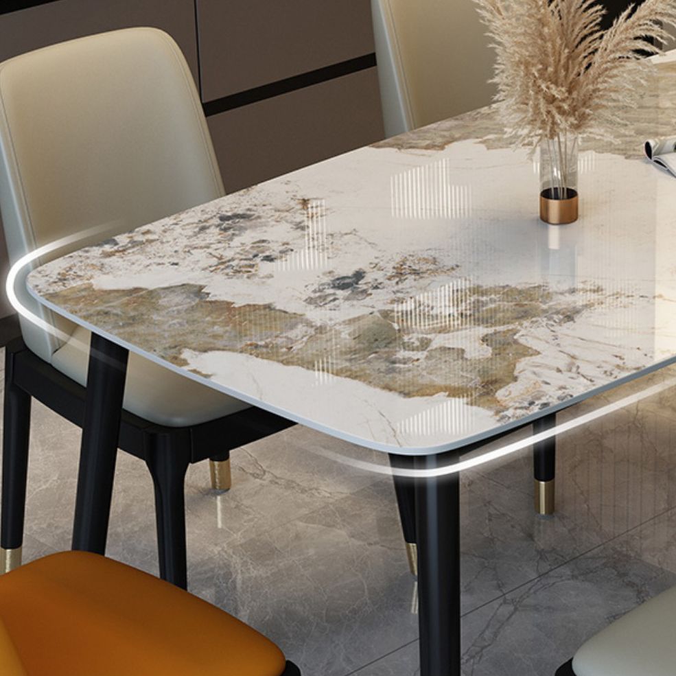 Traditional Luxury Rectangle Dining Table Solid Wood Black Frame 4 Legs Dining Table Clearhalo 'Dining Tables & Seating' 'Dining Tables' 'dining_table' 'furn' 'furn_dining_table' 'Furniture' 'furniture_dining_table' 'Kitchen & Dining Furniture' 'kitchen' 'kitchen_dining_table' 1200x1200_ccb418f8-af33-4993-a08c-748c167f6fe8