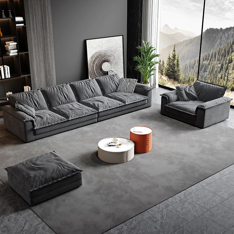 Zeitgenössisches graues Kunstleder -Sofa mit Kissen oberem Arm für Wohnzimmer