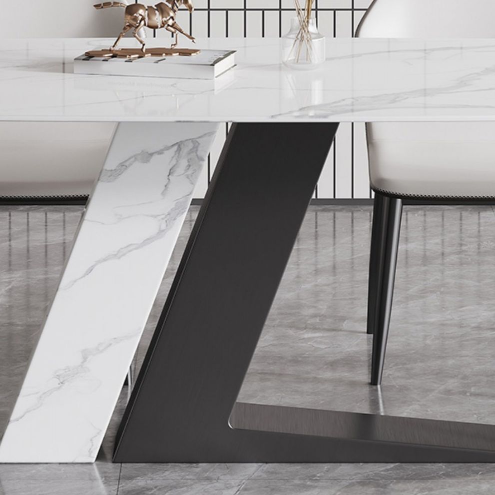 Contemporary Dining Set 1/4/5/7 Pcs Dining Table Set with Sintered Stone Top Clearhalo 'Dining Room Sets' 'Dining Tables & Seating' 'dining_room_set' 'furn' 'furn_dining_room_set' 'Furniture' 'Kitchen & Dining Furniture' 1200x1200_ccb54cc7-9280-47a1-8d88-8ca344cf20c1