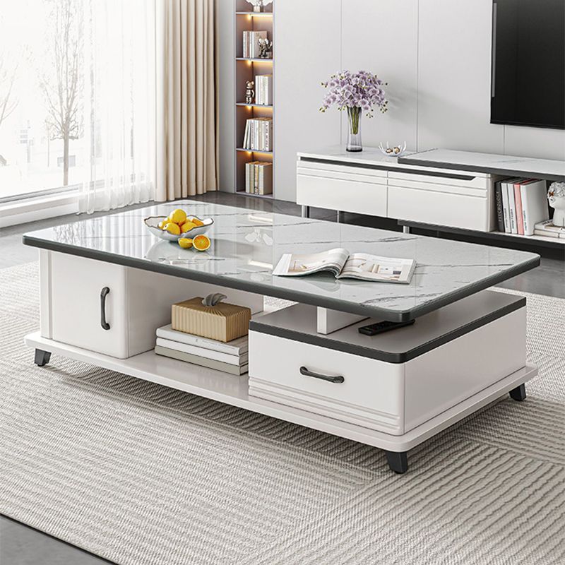4 Legs Coffee Table Rectangle Single Stone Cocktail Table with Storage Clearhalo 'Coffee & Accent Tables' 'Coffee Tables' 'coffee_tables' 'furn' 'furn_coffee_tables' 'Furniture' 'Living Room Furniture' 1200x1200_ccb5eb15-e572-4bc3-a495-4eb1e63fad0c