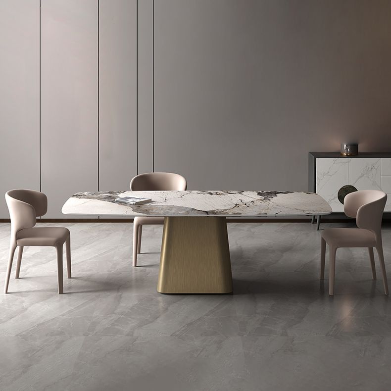 Rectangle Stone Dining Table Modern Dining Table with Pedestal Base Clearhalo 'Dining Tables & Seating' 'Dining Tables' 'dining_table' 'furn' 'furn_dining_table' 'Furniture' 'furniture_dining_table' 'Kitchen & Dining Furniture' 'kitchen' 'kitchen_dining_table' 1200x1200_ccb8b009-9797-4de3-93f3-52c3a16a3b09