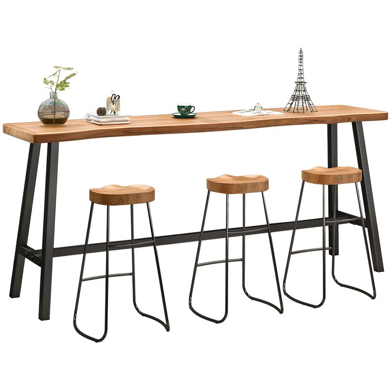 1/4 Pieces Industrial Iron Bar Table Set Rectangle Wood Bistro Set with Footrest Clearhalo 'Bar Furniture' 'furn' 'furn_home_bar_bar_sets' 'Furniture' 'Home Bars & Bar Sets' 'home_bar_bar_sets' 'Kitchen & Dining Furniture' 1200x1200_ccb8efff-635a-46a1-9131-fa06319d1460