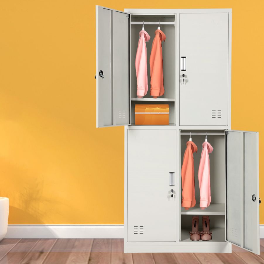 Placard à charnière à charnière gris armoire de garde-robe en acier contemporain