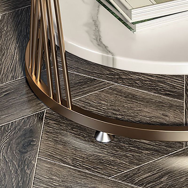 Marco de mármol modernista con estante redonda de mesa de estar de doble nivel