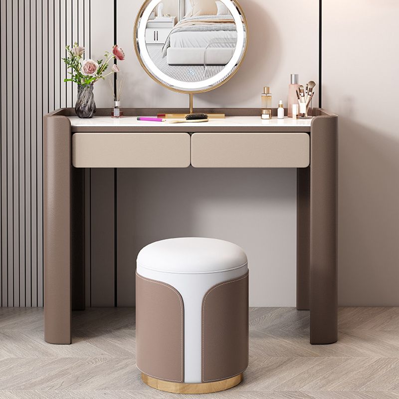 2/5 Schublade fester Holzverkesseltisch Brauner Make -up -Eitelkeitstisch