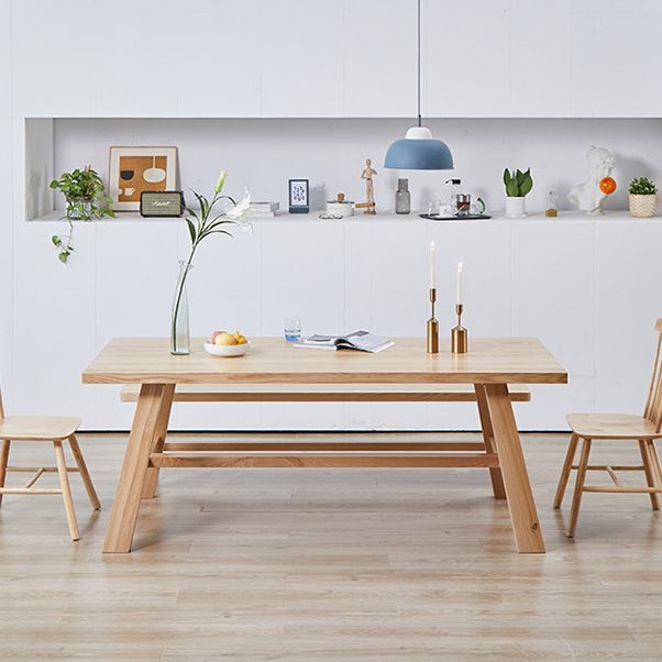 Modern Pine Solid Wood Table Rectangle Dining Table with Wooden Trestle Base Base Clearhalo ' dining_table' 'Dining Tables & Seating' 'Dining Tables' 'furn' 'furn_dining_table' 'Furniture' 'furniture_dining_table' 'Kitchen & Dining Furniture' 'kitchen&dining_furn' 'kitchen' 'kitchen_dining_table' 1200x1200_ccc0ed22-a1a9-40ca-a3bb-1f0e8955d064