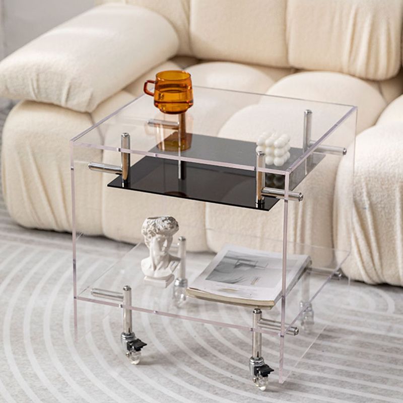 Plastic Rectangular End Table Double Tier Corner Table with Storage Clearhalo 'Coffee & Accent Tables' 'End & Side Tables' 'end_side_tables' 'furn' 'furn_end_side_tables' 'Furniture' 'Living Room Furniture' 1200x1200_ccc38b8a-08fd-4cbd-9d9a-5dc78dabbaa6