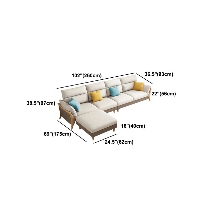 Scandinavian Beige Removable Cushions Slipcovered Sofa/Sectional for Living Room