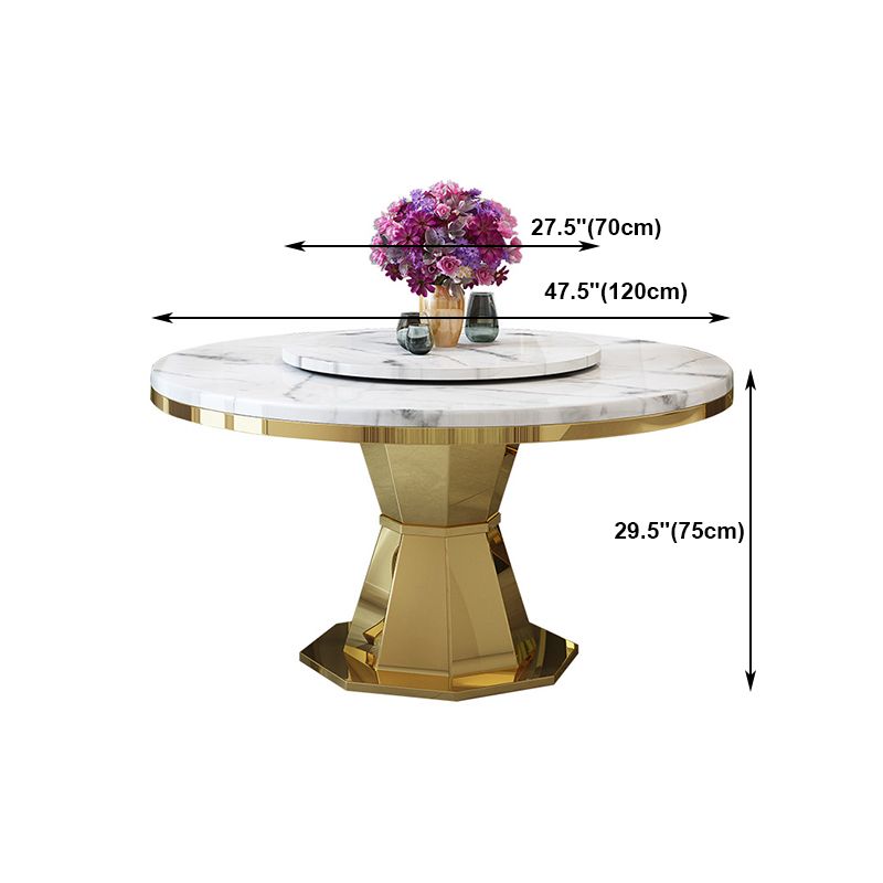 Round Traditional Luxury Dining Table White Sintered Stone Indoor Table with Pedestal Base Clearhalo ' dining_table' 'Dining Tables & Seating' 'Dining Tables' 'furn' 'furn_dining_table' 'Furniture' 'furniture_dining_table' 'Kitchen & Dining Furniture' 'kitchen&dining_furn' 'kitchen' 'kitchen_dining_table' 1200x1200_ccc44675-e826-4188-9426-ff9de48480e0