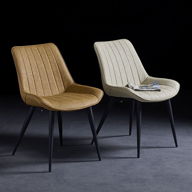 Scandinavian Leather Restaurant Side Chair Matte Finish Parsons Dining Chair Clearhalo ' kitchen&dining_furn' 'Dining Chairs' 'Dining Tables & Seating' 'dining_chair' 'furn' 'furn_dining_chair' 'Furniture' 'furniture_dining_chair' 'Kitchen & Dining Furniture' 'kitchen' 1200x1200_ccc48724-c14d-4aa0-a290-8a1e33a60394