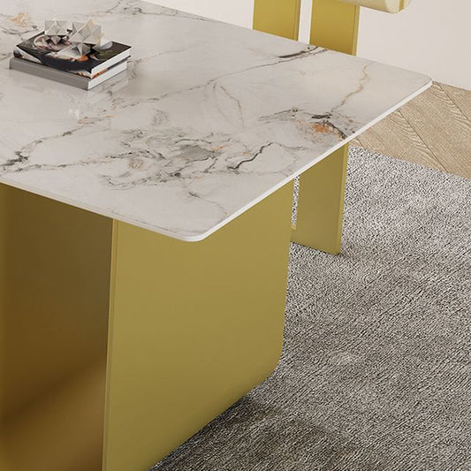 北欧の長方形の石のダイニングテーブル1/5ピースダイニングルーム用ダイニングセット