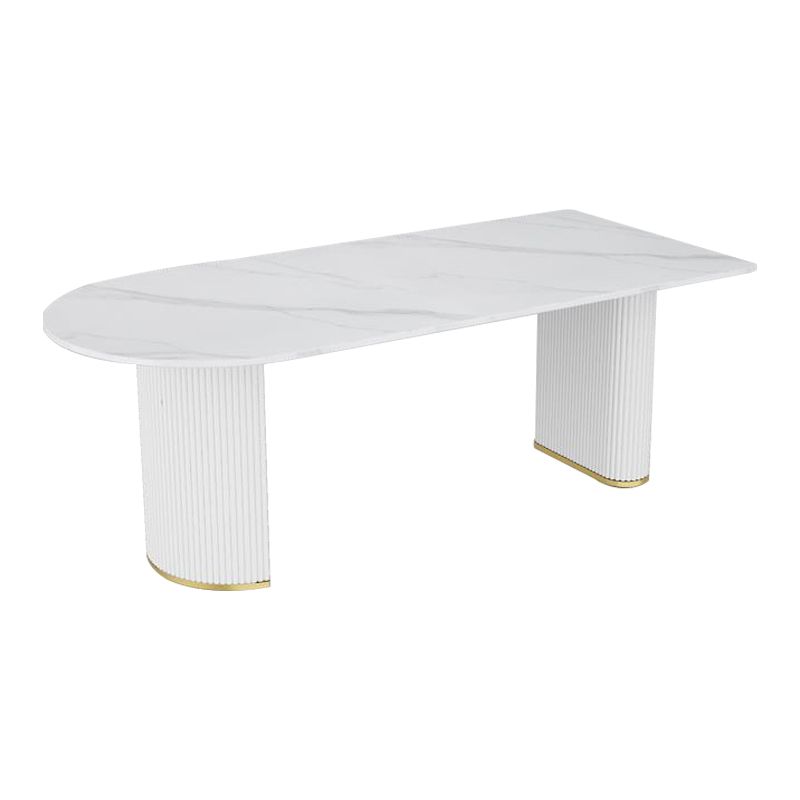 Stone Top Dining Table Modern Dining Table with Double Pedestal Base in White Clearhalo ' dining_table' 'Dining Tables & Seating' 'Dining Tables' 'furn' 'furn_dining_table' 'Furniture' 'furniture_dining_table' 'Kitchen & Dining Furniture' 'kitchen&dining_furn' 'kitchen' 'kitchen_dining_table' 1200x1200_ccc6069b-c08b-4613-ba7b-216be211f0e8
