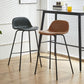 Modern Style Low Back Faux Leather Bar Stool with Metal Legs