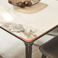 Modern Minimalist White Stone Top Black Base Dining Room Table with 4 Legs Base Clearhalo 'Dining Tables & Seating' 'Dining Tables' 'dining_table' 'furn' 'furn_dining_table' 'Furniture' 'Kitchen & Dining Furniture' 1200x1200_ccc970ac-fe80-4488-a359-e5b43d35f9f6