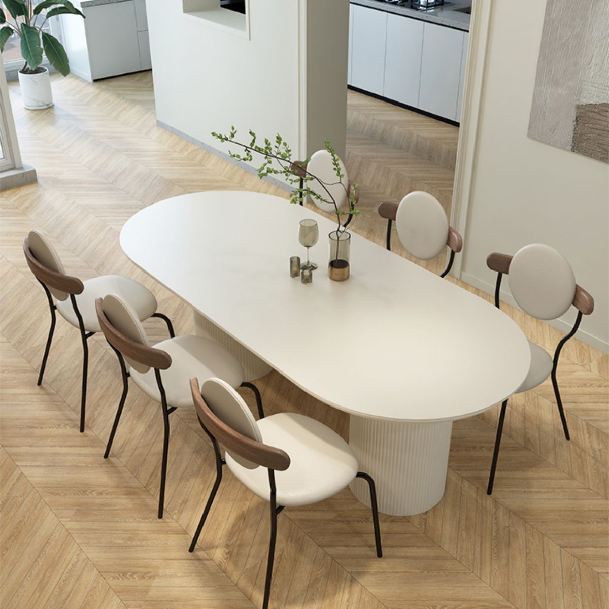 Metal and Slate Table Modern Minimalist Home Wood Base Dining Table Clearhalo 'Dining Tables & Seating' 'Dining Tables' 'dining_table' 'furn' 'furn_dining_table' 'Furniture' 'Kitchen & Dining Furniture' 1200x1200_cccb2ffd-e79c-49a6-9e25-28084943124e